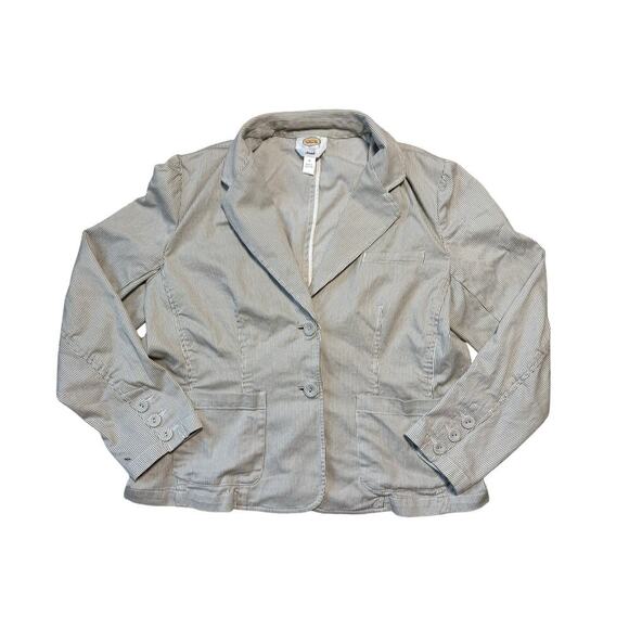 Talbots Cotton Jacket/blazer, size Women's XL, Tan & White striped, size 16 - Picture 1 of 8